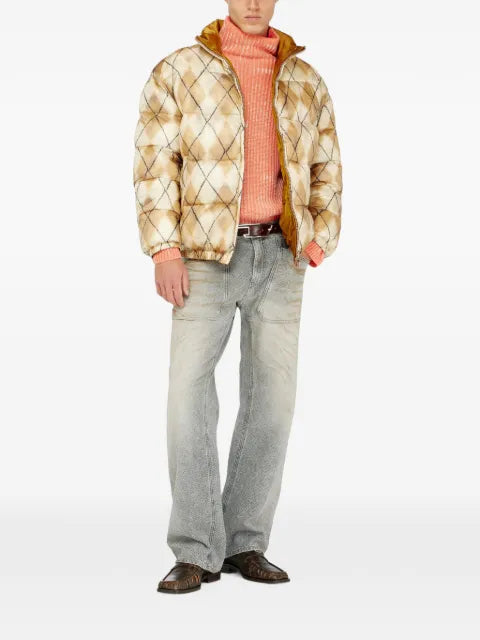 Diesel reversible puffer jacket with argyle print