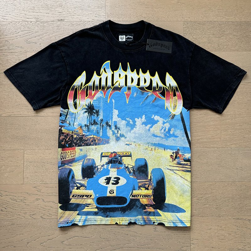 Godspeed Washed Black Racing Graphic T-Shirt