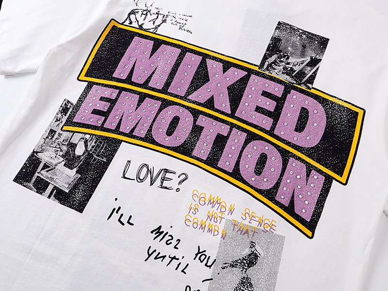 MIXED EMOTION White Graphic T-Shirt
